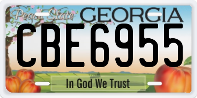 GA license plate CBE6955