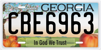 GA license plate CBE6963
