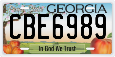 GA license plate CBE6989