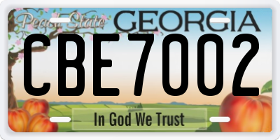 GA license plate CBE7002