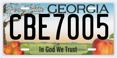 GA license plate CBE7005