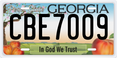 GA license plate CBE7009