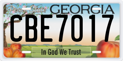 GA license plate CBE7017