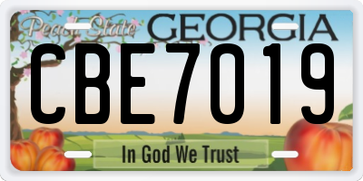 GA license plate CBE7019