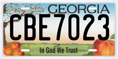GA license plate CBE7023