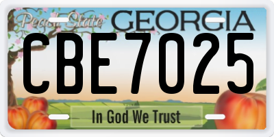 GA license plate CBE7025