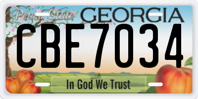 GA license plate CBE7034