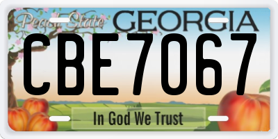 GA license plate CBE7067