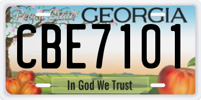 GA license plate CBE7101