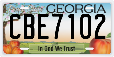 GA license plate CBE7102