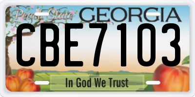 GA license plate CBE7103