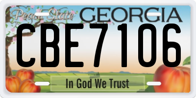 GA license plate CBE7106