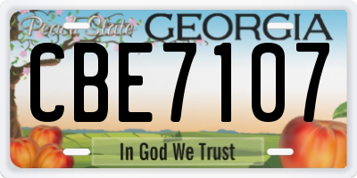 GA license plate CBE7107