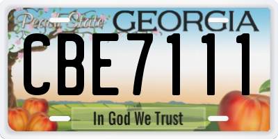 GA license plate CBE7111
