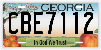 GA license plate CBE7112