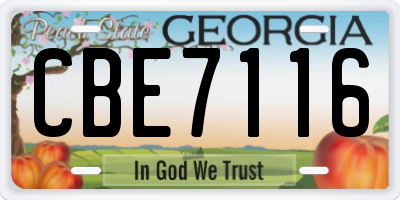 GA license plate CBE7116