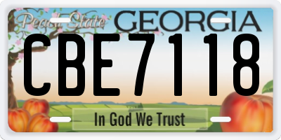 GA license plate CBE7118