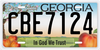 GA license plate CBE7124