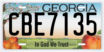 GA license plate CBE7135