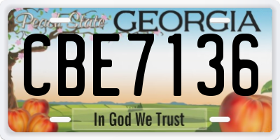 GA license plate CBE7136