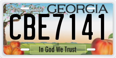 GA license plate CBE7141