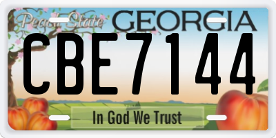 GA license plate CBE7144