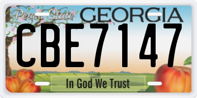 GA license plate CBE7147