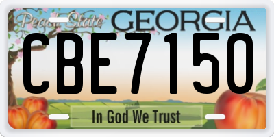 GA license plate CBE7150
