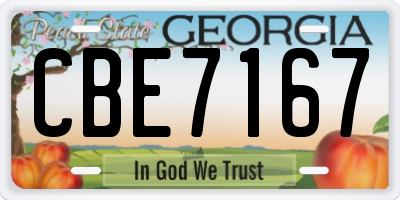 GA license plate CBE7167