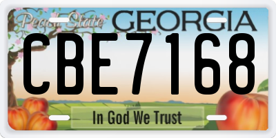 GA license plate CBE7168