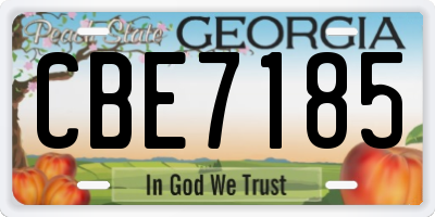 GA license plate CBE7185