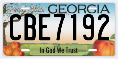 GA license plate CBE7192