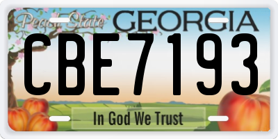 GA license plate CBE7193