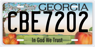 GA license plate CBE7202