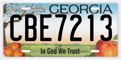 GA license plate CBE7213