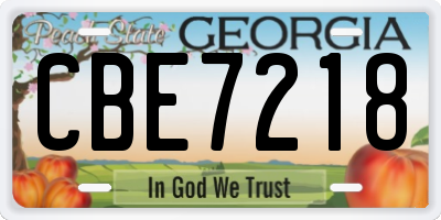 GA license plate CBE7218