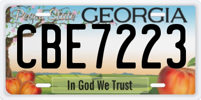 GA license plate CBE7223