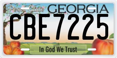 GA license plate CBE7225