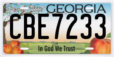 GA license plate CBE7233