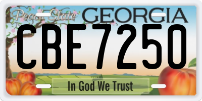 GA license plate CBE7250