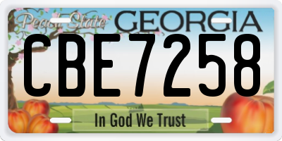GA license plate CBE7258
