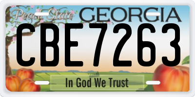 GA license plate CBE7263
