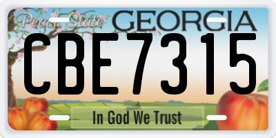 GA license plate CBE7315