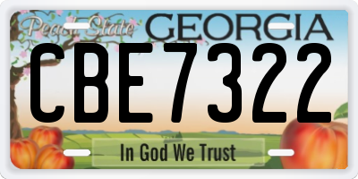GA license plate CBE7322