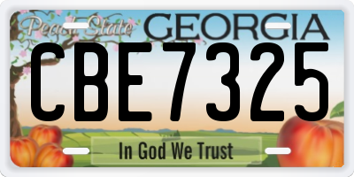 GA license plate CBE7325