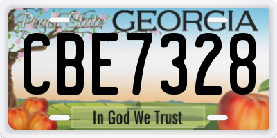 GA license plate CBE7328