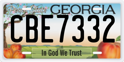 GA license plate CBE7332