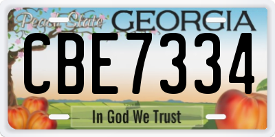 GA license plate CBE7334