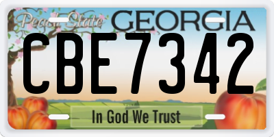 GA license plate CBE7342