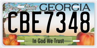 GA license plate CBE7348
